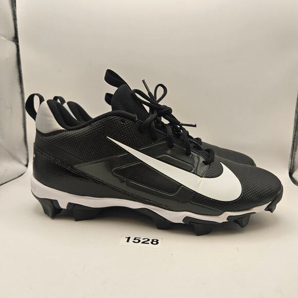 NIKE MEN\'S 11 WIDE ALPHA MENACE 4 SHARK FOOTBALL CLEATS BLACK WHITE FQ3875-001